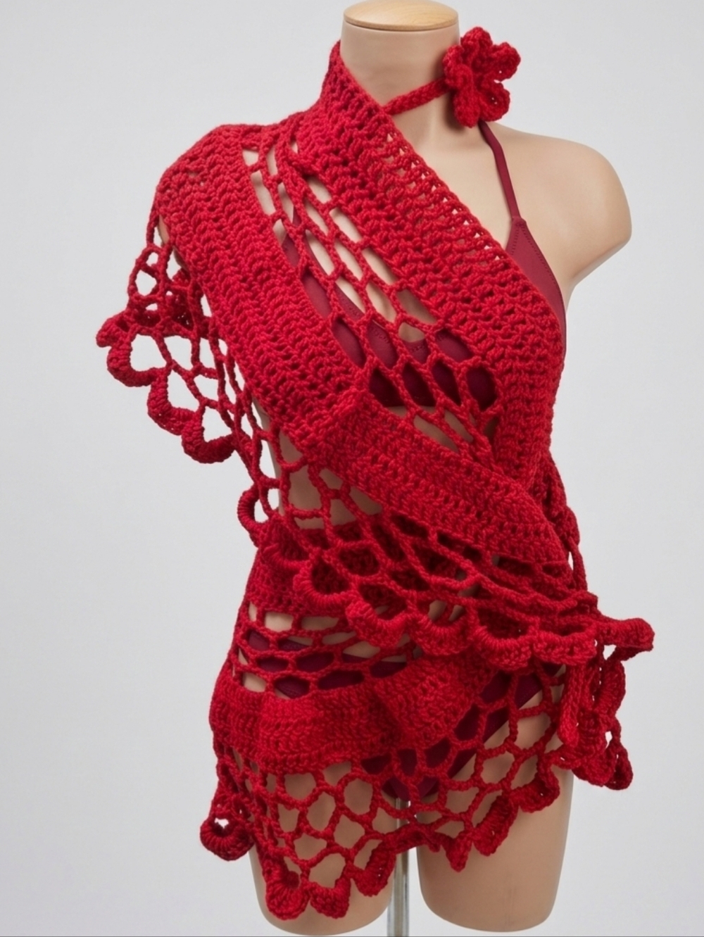 Handmade crochet set styled 5 different ways. Skirt, shawl, top & more—your vibe - Picture 3 of 16